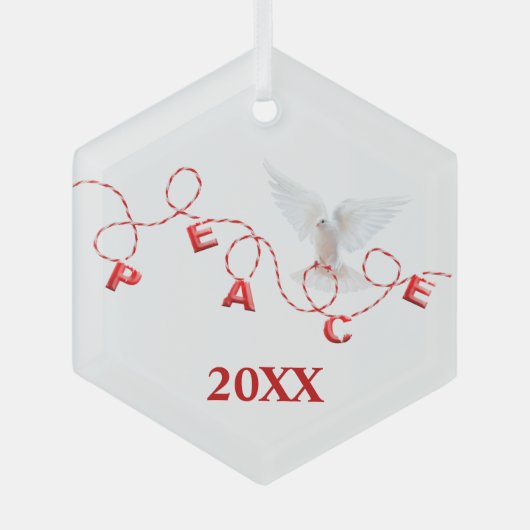 Kerstvrede met witte dove glas ornament (Voorkant)