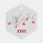 Kerstvrede met witte dove glas ornament (Achterkant)