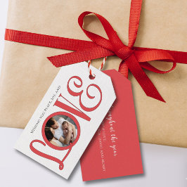 Kerstvrede Moderne Script Photo Love Cute Cadeaulabel