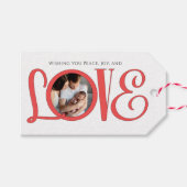 Kerstvrede Moderne Script Photo Love Cute Cadeaulabel (Voorkant (Horizontaal))