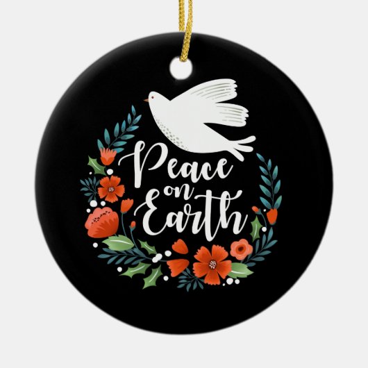 Kerstvrede op aarde keramisch ornament (Voorkant)