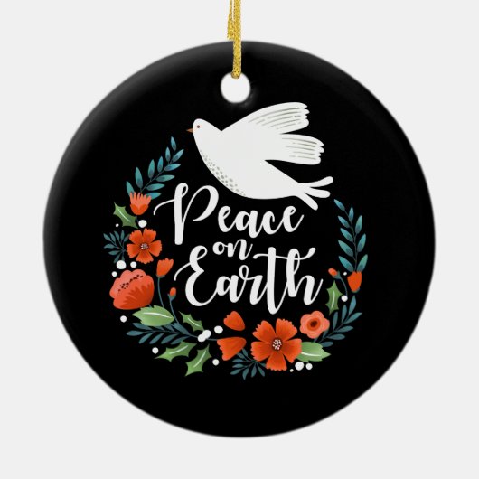 Kerstvrede op aarde keramisch ornament (Achterkant)