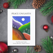 Kerstvrede op aarde Kleurrijke Winter Folk Art Feestdagenkaart