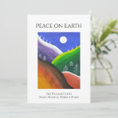 Kerstvrede op aarde Kleurrijke Winter Folk Art Feestdagenkaart (Staand voorkant)