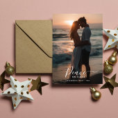 Kerstvrede op aarde Sunset Beach Foto Feestdagenkaart