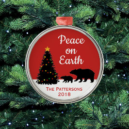 Kerstvrede op Beer Metalen Ornament