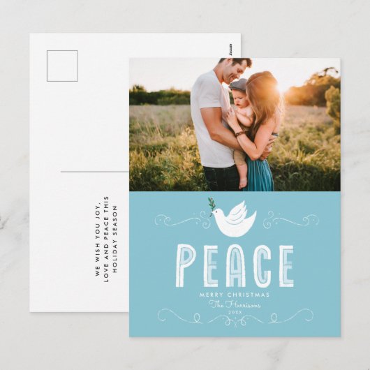 Kerstvrede Single Photo Holiday Briefkaart (Voorkant / Achterkant)