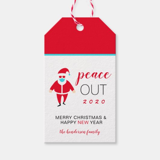 Kerstvrede uit 2020 Funny Santa in Face Mask Cadeaulabel (Voorkant)