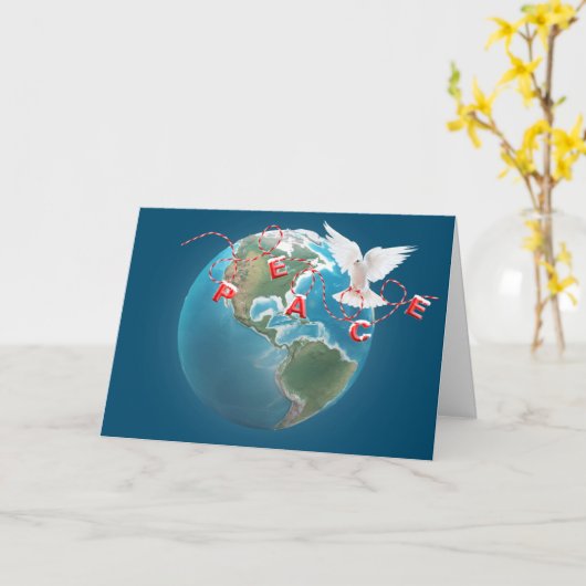 Kerstvredesduif op het Wereldbol Kaart (Gele Bloem)