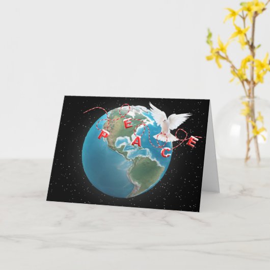 Kerstvredesduif op het Wereldbol Kaart (Gele Bloem)