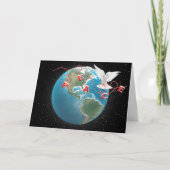 Kerstvredesduif op het Wereldbol Kaart (Voorkant)