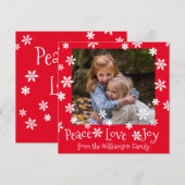 Kerstvredesliefde Joy White Snowflake Red (Voorkant / Achterkant)