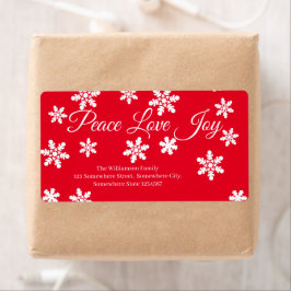 Kerstvredesliefde Joy White Snowflake Script Etiket