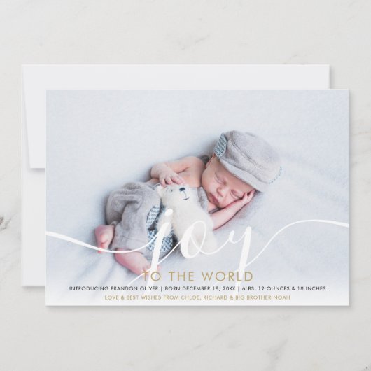 Kerstvreugde 2 Foto Baby Geboorte Feestdagenkaart (Voorkant)