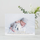 Kerstvreugde 2 Foto Baby Geboorte Feestdagenkaart (Staand voorkant)