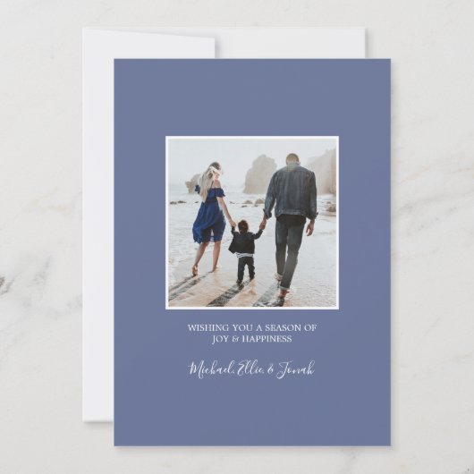 Kerstvreugde aan de kust Zeeschelp Vakantie 3 foto Feestdagenkaart (Achterkant)