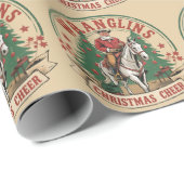 Kerstvreugde Cowboy Kerstman Paardrijden Cadeaupapier (Rol Hoek)