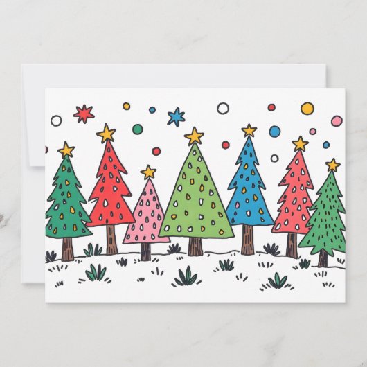 Kerstvreugde Cute Doodle Art Stijl Plat Kaart (Voorkant)