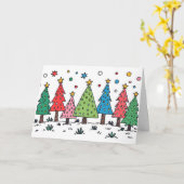 Kerstvreugde Cute Doodle Kunststijl Kaart (Gele Bloem)