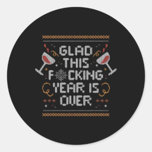 Kerstvreugde dit negende jaar is voorbij - grappig ronde sticker