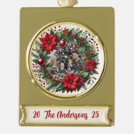 Kerstvreugde – Een Familie Kerst Geschenk Verguld Banner Ornament
