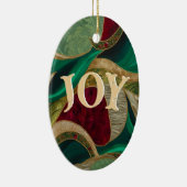 Kerstvreugde Elegant Rood, Goud & Groen Keramisch Ornament (Rechts)