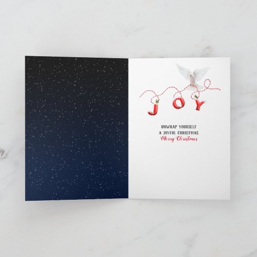 Kerstvreugde en duif feestdagen kaart (Binnen)