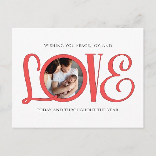 Kerstvreugde en liefdeskliniek Modern twee foto Feestdagenkaart (Voorkant)