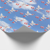 Kerstvreugde en witte duif in de hemel cadeaupapier (Hoek)