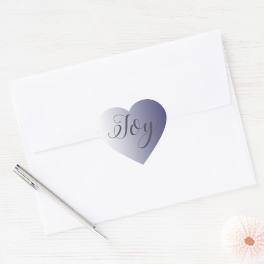 Kerstvreugde Glanzend Navyblauw Ombre Hart Sticker (Envelop)