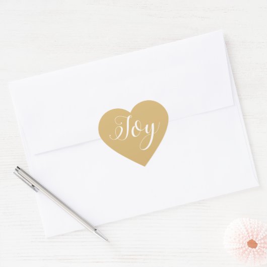 Kerstvreugde Goud Geel Hart Sticker (Envelop)
