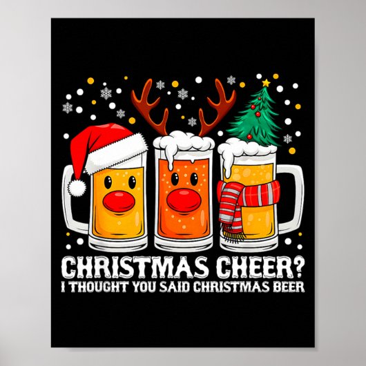 Kerstvreugde Grappige Rendier Bier Kerst Drank Poster (Voorkant)