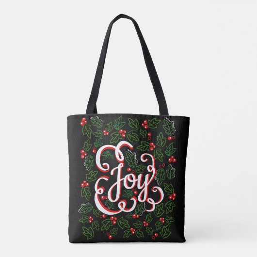 Kerstvreugde Holly Berries & Leaves Tote Bag (Achterkant)