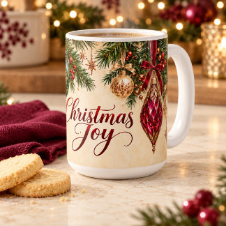 Kerstvreugde Juweeltoon Vintage Ornamenten Koffiemok
