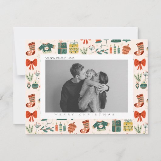 Kerstvreugde Kerstmis Familie Foto Feestdagenkaart (Voorkant)