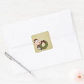 Kerstvreugde - Koe Vierkante Sticker (Envelop)