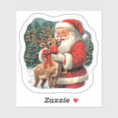 Kerstvreugde met de Kerstman en het rendier Sticker (Vel)