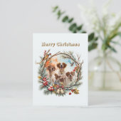 Kerstvreugde met een Brittany Spaniel Feestdagenkaart (Staand voorkant)