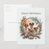 Kerstvreugde met een Brittany Spaniel Feestdagenkaart (Voorkant / Achterkant)