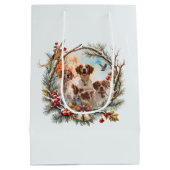 Kerstvreugde met een Brittany Spaniel Medium Cadeauzakje (Achterkant)