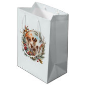 Kerstvreugde met een Brittany Spaniel Medium Cadeauzakje (Achterkant Gekanteld)
