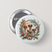 Kerstvreugde met een Brittany Spaniel Ronde Button 5,7 Cm (Voorkant /achterkant)