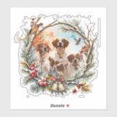 Kerstvreugde met een Brittany Spaniel Sticker (Vel)