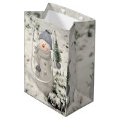 Kerstvreugde met een glimlachende sneeuwman medium cadeauzakje (Voorkant Gekanteld)