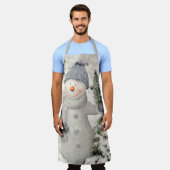 Kerstvreugde met een glimlachende sneeuwman schort (Gedragen)