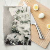 Kerstvreugde met een glimlachende sneeuwman theedoek (Quarter Fold)