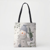 Kerstvreugde met een glimlachende sneeuwman tote bag (Voorkant)