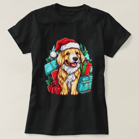 Kerstvreugde met Golden Retrievers Feestelijke Hon T-shirt (Design voorkant)