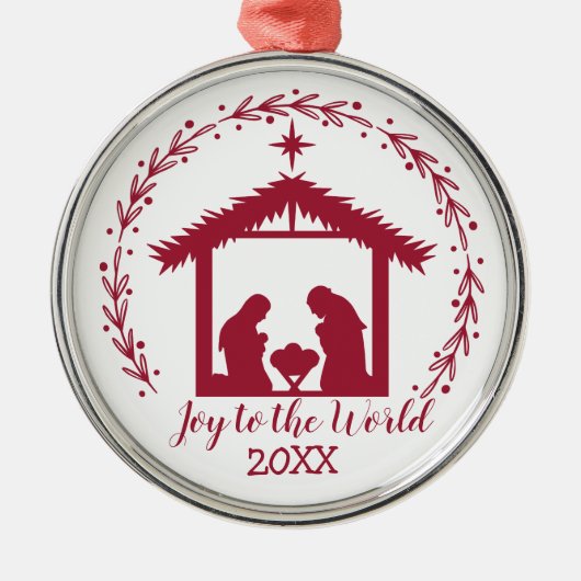 Kerstvreugde Metaal Kerststallen Ornament (Voorkant)