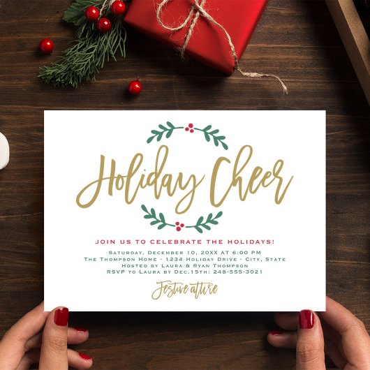 Kerstvreugde Modern Goud Schrift Kerstfeest Kaart
